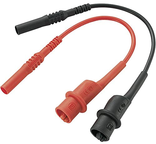 VOLTCRAFT MS-10-BK Sicherheits-Messleitungs-Set Lamellenstecker 4 mm Abgreifklemmen 10.00 cm Schwarz, Rot 1 St.