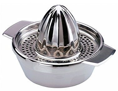 axentia Presse-agrumes Manuel en Acier Inoxydable de Haute Qualité, Presse-citron avec Réservoir, Capacité env. 200 ml, env. 16, 6 x 13, 6 x 9, 5 cm, Argenté