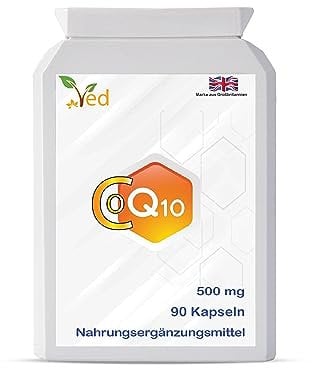 CoQ10 500 mg | Coenzima Q10 | Massima forza | Coenzima Ubichinone fermentato naturalmente | Formula naturale superiore | 500mg 90 Softgel di VED