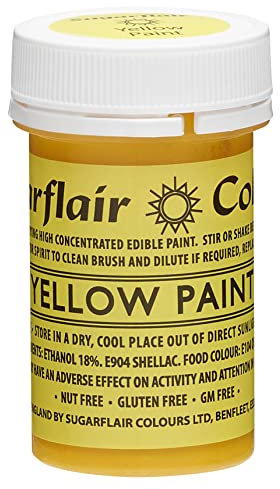 Sugarflair Yellow Edible Food Paint, for Painting Icing, Sugar Pastes, Flower & Modelling Pastes, Royal Icing, Marzipan & Buttercream - 20g