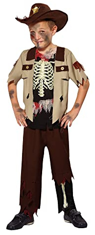 Bristol Novelty CF020 Skeleton Sheriff Costume, Medium, 122-134 cm, Approx Age 5-7 Years, Skeleton Sheriff (M) Halloween