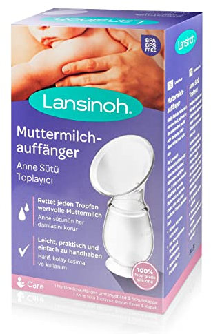Lansinoh Breastmilk Collector Breastpump for Excess Breast Milk from Breastfeeding Mums BPA BPS Free 100% Silicone with Lid & Neck Strap, Transparent