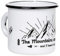 MUGSY I Emaille Tasse The Mountains are calling, 330 ml Camping Tasse mit Spruch, Camping Becher I Schwarz Weiß