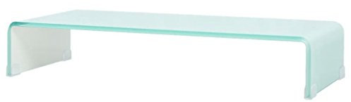Festnight Glas Monitorst?nder | TV Glasaufsatz Monitor Erh?Hung | Wei? 70x30x13 cm 12mm