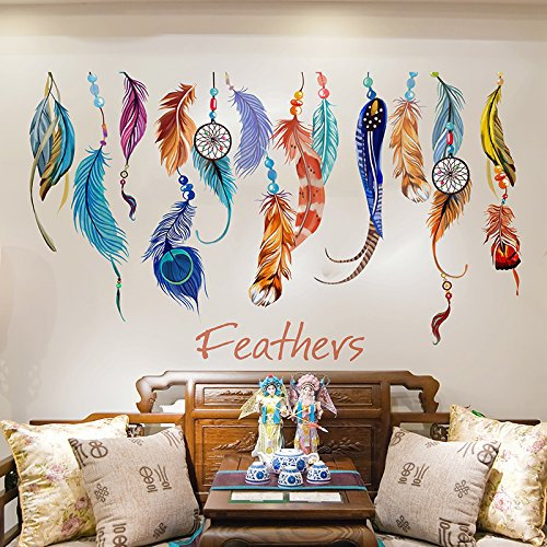 Hakie Traumfänger, Wandtattoo, Feder, Wandtattoo, Mädchen, Herberge, Dekoration, Haus, Schlafzimmer, Shop, Sofa, Wohnzimmer