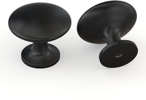 LONTAN 20 Stück Küchenknöpfe Schwarz Modern - Möbelknöpfe, Schrankknöpfe, Türknopf, Schubladenknopfe für Schlafzimmer, Badezimmer
