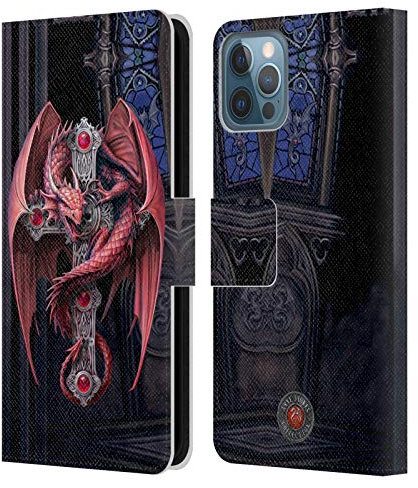 Head Case Designs Officially Licensed Anne Stokes Gothic Guardians Dragons Leather Wallet Case Compatible With Apple iPhone 12 / iPhone 12 Pro