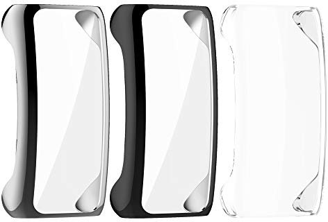 Chofit Kompatibel mit Fitbit Inspire 2, Displayschutzfolie, PC-beschichtet, Schutzhülle für Inspire 2/Inspire 2 HR Fitness-Tracker (schwarz + grau + transparent)