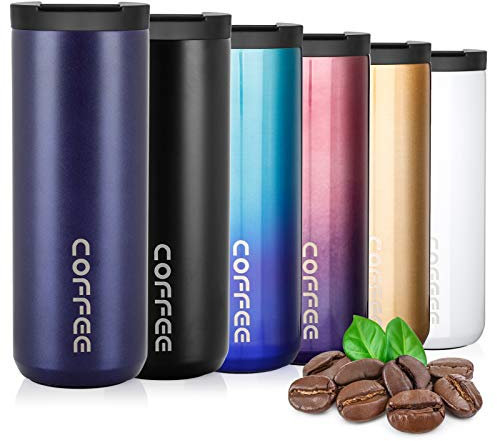 Lalafancy Insulated Coffee Cup 350ml/500ml Vacuum Double Walled Travel Mug Stainless Steel with Leakproof Lid, Car Coffee Mug for Hot and Cold Water and Tea