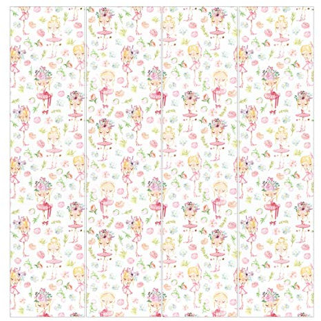 Schiebegardinen Set Ballerinas mit Blumen Pastell 4 Flächenvorhänge 250 x 240cm Ohne Aufhängung