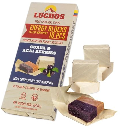 LUCHOS Energy Blocks - Guava & Acai Berry, 400 g | Colombian On-the-Go Sports Nutrition for Running, Cycling & Hiking | A Natural Alternative to Bars & Gels | Vegan, Gluten Free & Easy to Digest