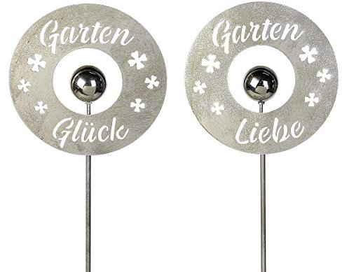 1 x Gartenstecker Garten Metall Höhe 110 cm Silber