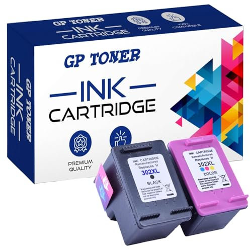 GP TONER Druckerpatronen Ersatz für HP 302 302XL Tintenpatronen für HP OfficeJet 3831 5230 5220 3833 4650 3830 DeskJet 3630 3636 1110 2130 Envy 4525 4520 4524 (302XL (Schwarz + Farbig))