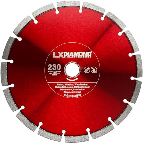 LXDIAMOND Diamanttrennscheibe 230mm x 22,23mm für Beton, Stahlbeton, Waschbeton, Stein uvm. - Diamantscheibe in Premium Qualität für Winkelschleifer 230 mm