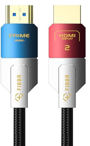 FIBBR HDMI 2.1 Glasfaserkabel 5M, 8K HDMI 2.1 Glasfaser Kabel, 48Gbps High Speed AOC HDMI Kabel Unterstützt 8K@60Hz, 4K@120Hz/144Hz, eARC, HDCP 2.2&2.3 für Heimkino, HD-TV, Projektor