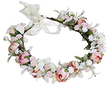 Xinyanmy Blumenkrone Blumenkranz Haare für Frauen Mädchen Blumenstirnband Künstliche Blumen Krone Haar Blumenkranz Haarband Mit Band für Party Festival Hochzeit Zeremonie
