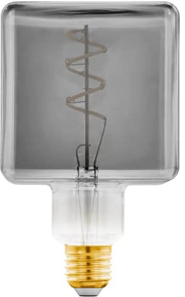 EGLO LED E27 Lampe dimmbar, Vintage Deko Spiral Glühbirne schwarz-transparent, 4 Watt, 50 Lumen, warmweiß, 1700 Kelvin, Deko-LED Leuchtmittel Cube, Ø 9,5 cm