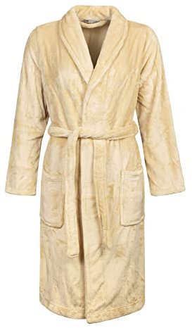 HEAT HOLDERS Ladies Fleece Dressing Gown | | Womens Luxury Soft Winter Warm Bathrobe without Hood (M, Cream)