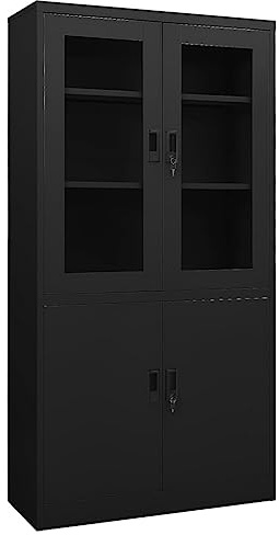 vidaXL Büroschrank Schwarz 90x40x180 cm Stahl