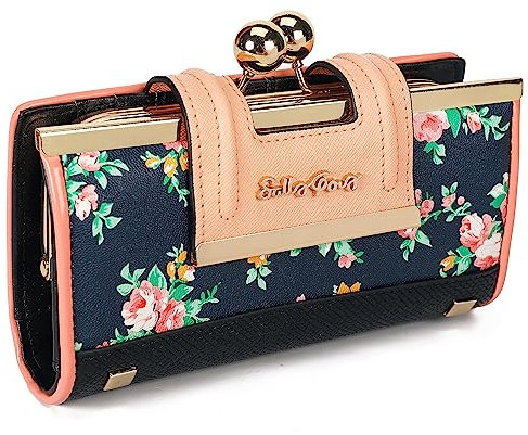 AFKOMST Damen Geldbörse Leder große Kapazität Damenhandtasche große Kapazität Lange Geldbörse, mit 10-Kartenfächern und Clips, und Null Geldbörse mit Schnalle in der Mitte………
