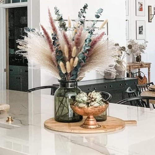 Pampasgras Trockenblumen Deko,50pcs Natürliche Schilfblume DIY Getrocknet Strauss, Perfekt für Heim Herbst-und Winterdekoration, Boho-Stil Wohnzimmer-Schlafzimmer-und Vasen Deko(LZGSGO-0111)