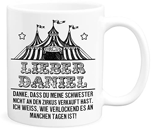 Schwager Tasse Personalisiert Lustiges Geschenk für Bester Schwager Spruch Zirkus Kaffeebecher Kaffeetasse aus Keramik 330 ml