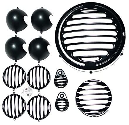 AEspares Set griglia faro nero lega metallo compatibile con Royal Enfield Classic Reborn 350