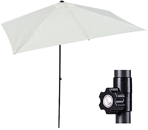 Halbschirm Ø250cm, Halb-Sonnenschirm, Höhenverstellbar Balkonschirm, Polyester 210g/m²(White)