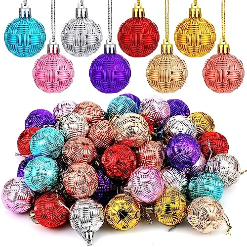 Boao 96 Pcs Christmas Mini Balls Ornaments Miniature Xmas Tree Ornaments Multicolour Shiny Small Hanging Decorations for Christmas Holiday Party Decor(1.57 Inch,Pastel Color Balls)