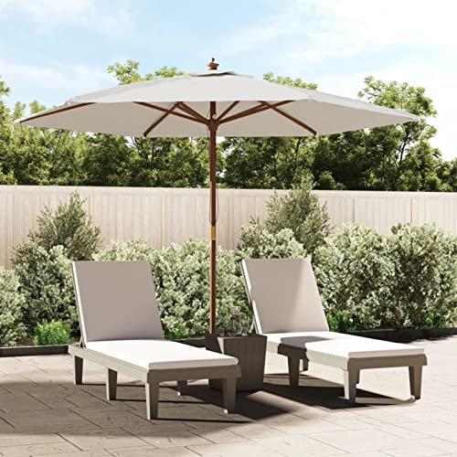 ShGaxin Sombrilla de jardín con Poste de Madera Color Arena 299x240 cm, Parasoles De Jardin, Sombrilla Piscina, Sombrilla Terraza Exterior, Parasol Playa, Sombrillas para Jardin - 363167
