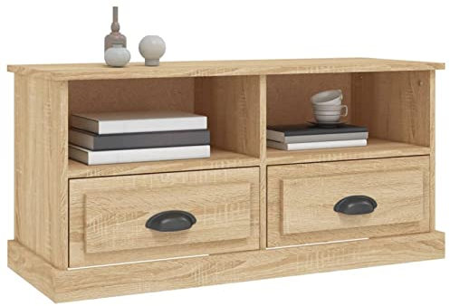 Tidyard TV Cabinet Wood TV Stand Unit TV Table Classical Sideboard Home Storage Organize Unit with 2 Drawers and 2 Shelves Living Room Bedroom Sonoma Oak 93x35.5x45 cm Engineered Wood