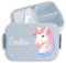 Kinder Bento Box Midi Lunchbox für Mepal Bentobox - Einhörner - Einhorn Brotdose Unicorn Vesperbox I - 900 ml - Hellblau - brotbüchse mädchen personalisierte brotboxen einhörnern brotbox name