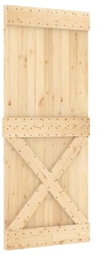 vidaXL Porte, Porte Coulissante Suspendue, Porte de Grange Chambre à Coucher Cuisine Garage Entrée Maison Intérieur, Bois Massif de Pin