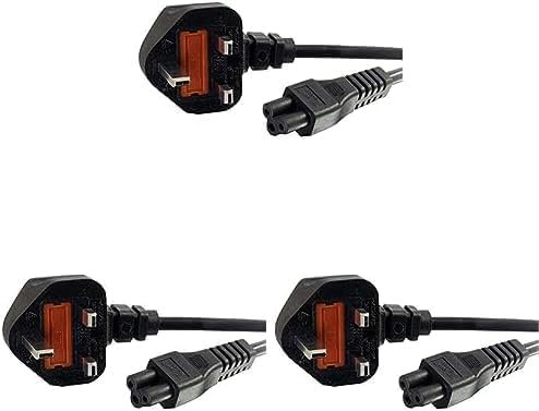 C2G 80603 3 Metre C5 Laptop Power Cable (IEC60320C5 to BS1363) 9 Foot Cloverleaf Power Cord, Black (Pack of 3)