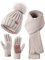 FISFET Hat Scarf and Gloves Set Ladies, Winter Beanie Hat for Women with Pom Pom Fleece Lined Warm Thermal, Bobble Hat Touchscreen Gloves Women Scarf Neck Warmer 3 in 1 Cold Weather Set(Oatmeal)
