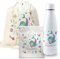 CUAC REVOLUTION Pack vuelta al cole diseño sirenita botella personalizada + mochila saco personalizada + bolsa merienda personalizada con texto para el colegio o guardería. Libre de BPA
