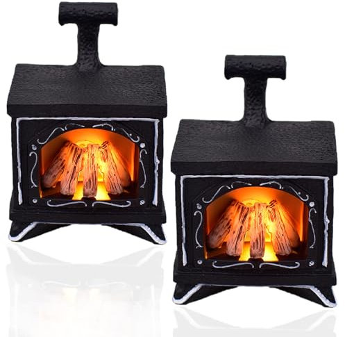 2 Stück Wichtel Zubehör Weihnachten LED Wichtel Feuerstelle,Puppenhaus Wichtel Kamin Miniatur Stadtflamme Mini Lagerfeuer Wichtelzubehör Miniatur Wichtel Zubehör,Miniatur Weihnachten Lagerfeuer.