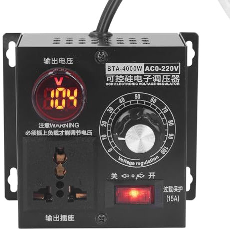 Volt-Controller-Schalter, Metallgehäuse, 0-220 V, Einstellbarer Ausgang, Einfache Installation, Spannungsregler, EU-Stecker, AC 220 V-Eingang für Motor
