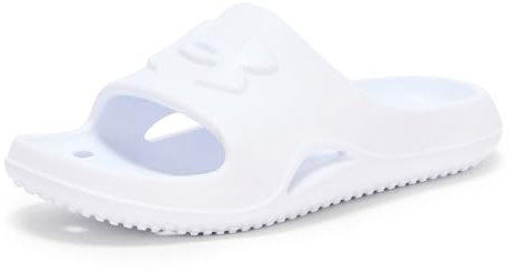 Under Armour Women's Locker V Slides, Comfortable and Lightweight Women's Slides, Locker Room and Shower Sandals with Built-In Drainage,White / White / White,6
