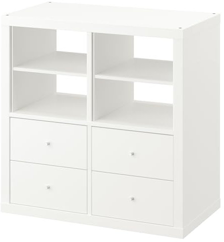 KALLAX Regal 77x77 cm mit 4 Schubladen / mit 2 Regaleinsätzen weiß