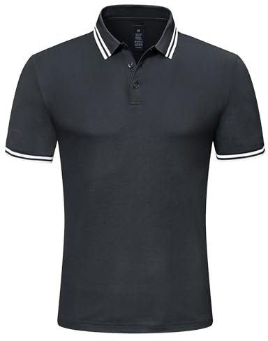 Djtnzdm Polo Shirt for Men Adult Breathable Summer Polyester Pique Tshirt Tennis Designer Mens Polo Classic Fit Tops Dark Grey L