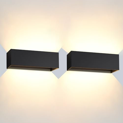 Kingwen 2PCS 30W Außenlampe Außenwandleuchte Schwarz Aussenleuchte Aussenlampe IP65 Wandleuchten Innen/Außen Mit Einstellbar Abstrahlwinkel,für Wohnzimmer Garten Warmweiß 3000K