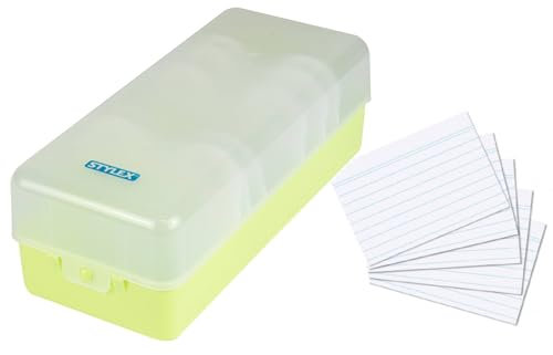 Papiertiger 100 Karteikarten (10, Weiß, Liniert, DIN A8 | Bundle mit Box grün)