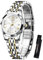 OLEVS Damen Uhr Gold Silber Edelstahlband Analoger Quarz Damenuhr Klassisches Luxus Weiß Kleines Gesicht Römische Ziffern Diamanten Uhr Damen Leuchtend Wasserdicht mit Datum Watches for Women