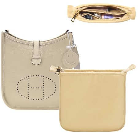 Ovignee Hermes Evelyne 16/29/33 Taschen-Organizer-Einsatz mit Reißverschluss, Nylon-Innenfutter, 3 Fächer, beige