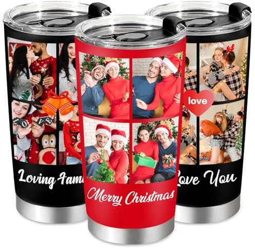 Greatabox 20 Oz Tumbler, Personalised Coffee Travel Mug with Photo Text, Custom Insulated Coffee Cup with Straw, Personalised Gifts for Women Men, Thermal Cup Keep Cold and Hot Drinks