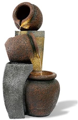 Zedazoom Fontaine à eau d'extérieur à 3 niveaux de 76,2 cm de haut avec 2 lumières LED pour décoration d'intérieur et d'extérieur