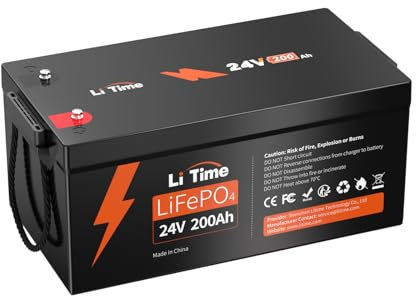 LiTime 24V 200Ah Plus LiFePO4 Batterie Low-Temp Protection Eingebautes 200A BMS, Max 5120Wh Energie, bis zu 15000 Deep Cycles, Perfekt für Solaranlage, Wohnmobil, Camping, Boot, Haus Energiespeicher