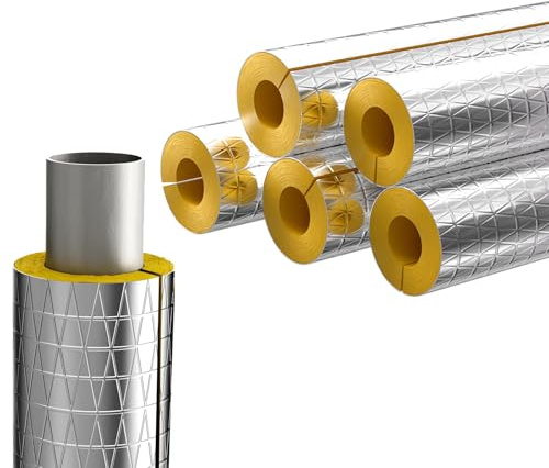 LRHELPBNR Cylindre en Laine De Roche avec Aluminium, Isolation De Conduits De Cheminées, Tuyaux De Poêles Diam, pour Tuyau d'eau De Chauffage,Support De Poignée D'outil(L 1M-133mm/5.2in,50mm)