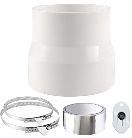 URHRHU (10cm – 11.5cm) Reductor de conducto ABS de 115mm a 100mm con 2 abrazaderas de acero inoxidable Reductor de ventilación para conducto de ventilación de extractor de aire